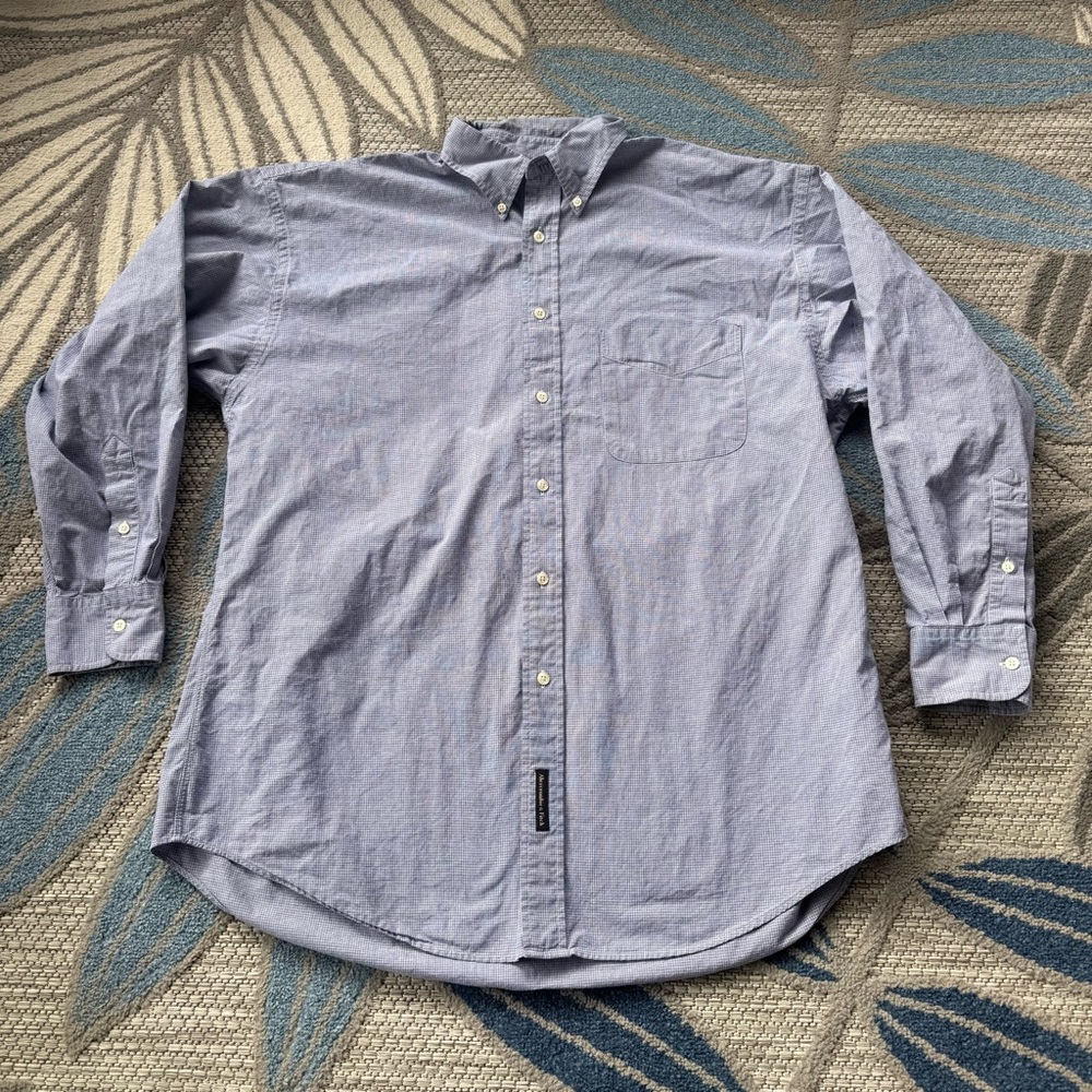 Abercrombie & Fitch Men’s Blue & Black Houndstooth Long Sleeve Button Down 16.5R